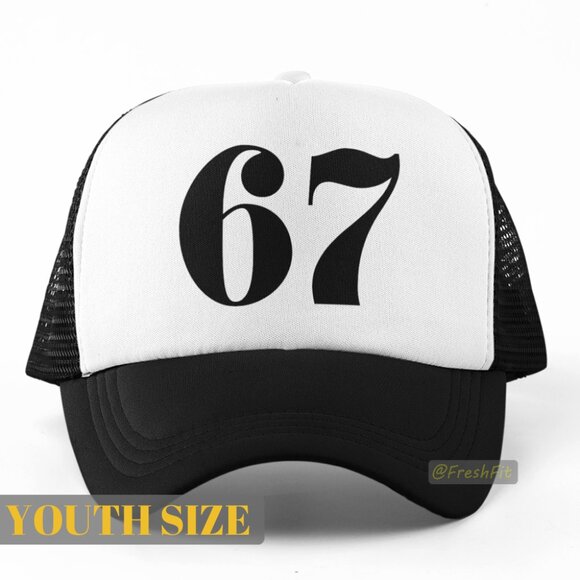 Other - 🆕Number 67 Youth Foam Trucker Hat Mesh Snapback Cap Black/White